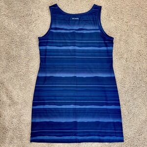 Columbia Dress Women's 2X Blue Sleeveless Striped Knee Length Athletic Sundress